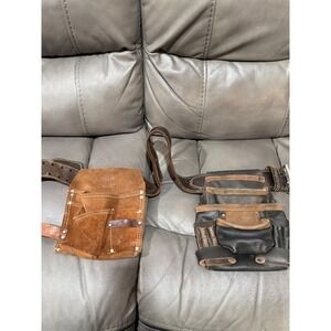 Nicholas 469WB Heavy Suede Cowhide Leather Tool Belt Pouch Set Brown Made in USA